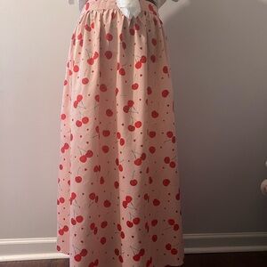 Cherry Print Maxi Skirt with Pockets